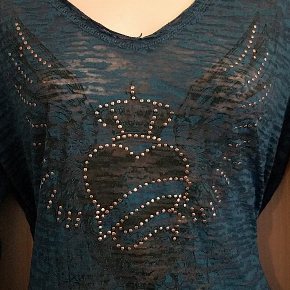 VINTAGE Y2K Wings/heart design blouse  = size XL